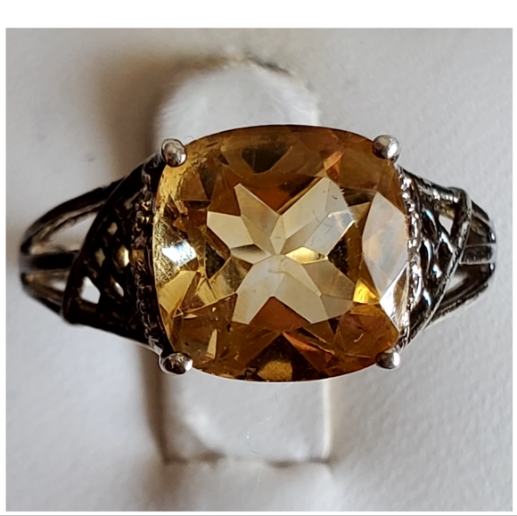Genuine, Antique Citrine Ring Size 10 - Picture 1 of 8
